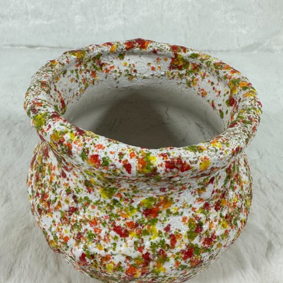 Vintage MCM Retro Art Pottery Bowl Vase Planter Confetti Signed rough texture - Picture 2 of 9